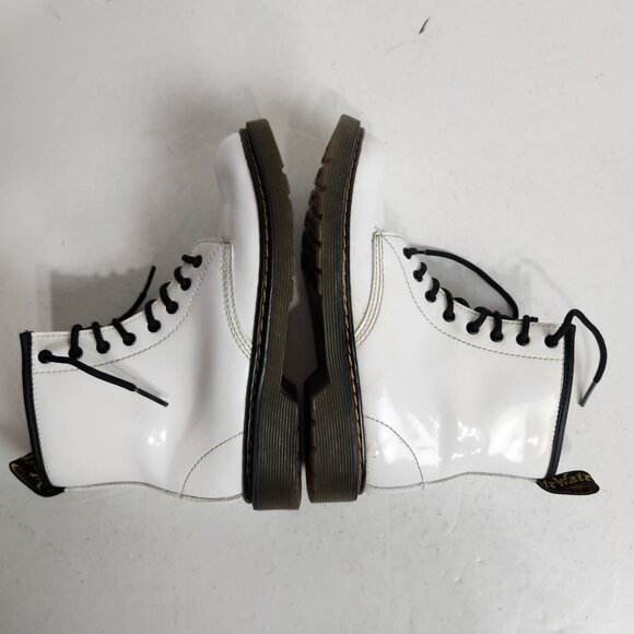 Dr. Martens Women's Size 4 White Leather Combat Boots Lace-Up & Side Zip AirWair - Picture 4 of 8